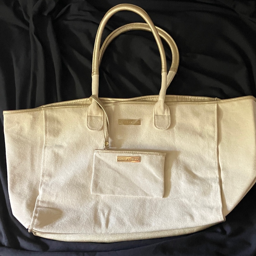 Ralph Lauren Cream Tote with Matching Pouch